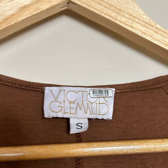 Victor Glemaud Portrait Collar Midi Dress in Brown Size Small - Picture 5 of 9
